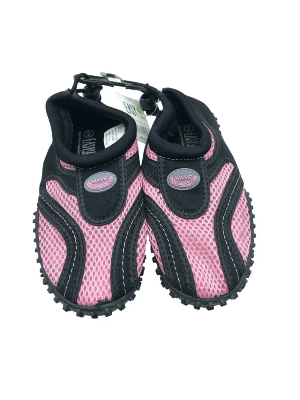 Easy USA Girls Water Shoes Slip On Mesh Fabric Drawstring Pink Black 2
